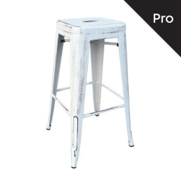 Relix Σκαμπό Bar-Pro, Στοιβαζόμενο, Μέταλλο Βαφή Antique White 43x43 H.76cm