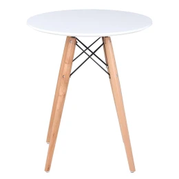 Art Wood Τραπέζι, Πόδια Οξιά Φυσικό, Επιφάνεια Mdf Άσπρο Φ60cm H.70cm