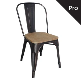 Relix Wood Καρέκλα-Pro, Μέταλλο Βαφή Antique Black, Απόχρωση Ξύλου Natural Oak 45x51x85cm