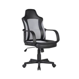 Bf2850 Πολυθρόνα Γραφείου Διευθυντή, Mesh Γκρι, Pu Μαύρο 55x60x97/107cm