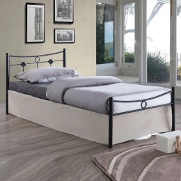 Dugan Κρεβάτι Μονό, Για Στρώμα 90X200Cm, Μέταλλο Βαφή Μαύρο 96x205x83cm