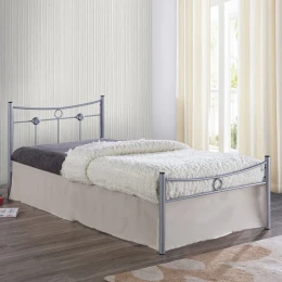 Dugan Κρεβάτι Μονό, Για Στρώμα 90X200Cm, Μέταλλο Βαφή Silver 96x205x83cm
