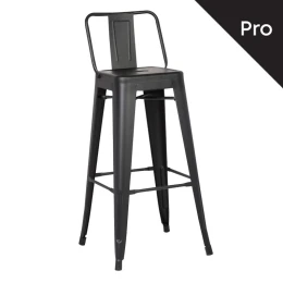 Relix Σκαμπό Bar-Pro Με Πλάτη, Μέταλλο Βαφή Μαύρο Matte 43x43x76/100cm