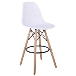 Art Wood Σκαμπό Bar Με Πλάτη, Πόδια Οξιά Φυσικό, Pp Άσπρο 47x54x71/109cm