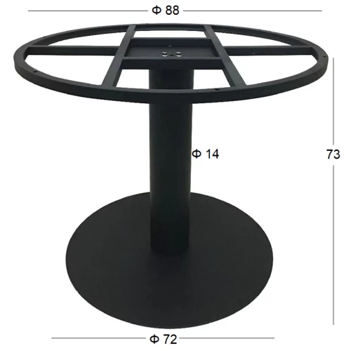 VENUS Φ72X73εκ. ΒΑΣΗ ΜΕΤΑΛΛΙΚΗ (ΑΝΩ ΣΤΕΦΑΝΙ 88εκ.) ΜΑΥΡΗ