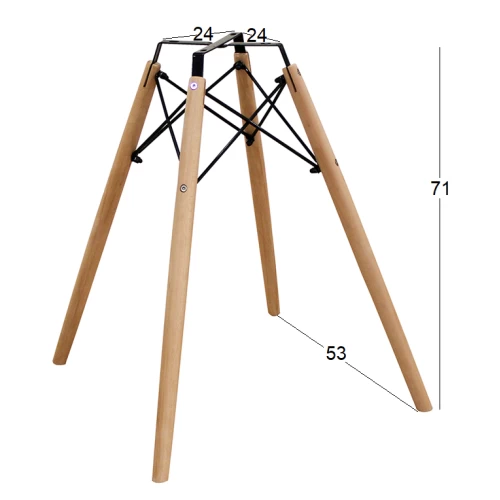 RANDY ΒΑΣΗ ΤΡΑΠΕΖΙΟΥ ΞΥΛΟ-ΜΕΤΑΛΛΟ 53Χ53Χ71εκ.