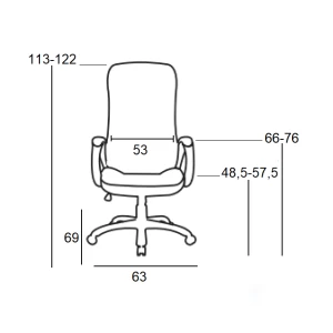 A8970 ΜΑΥΡΗ PU ΠΟΛΥΘΡΟΝΑ ΓΡΑΦΕΙΟΥ 63X69X48.5-113/57.5-122εκ.
