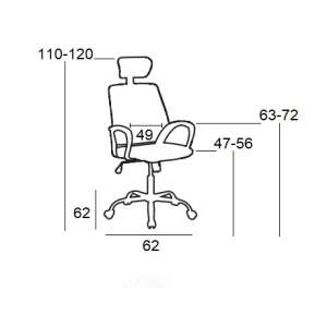 A4350 ΜΑΥΡΗ ΠΟΛΥΘΡΟΝΑ ΓΡΑΦΕΙΟΥ 62X62X47-110/56-120εκ.