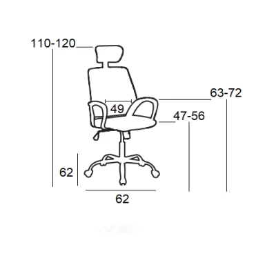 A4350 ΜΑΥΡΗ ΠΟΛΥΘΡΟΝΑ ΓΡΑΦΕΙΟΥ 62X62X47-110/56-120εκ.