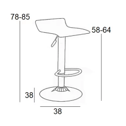 Σκαμπό Μπάρ 2τμχ Bar3 Μαύρο Pvc 38x38x85εκ.