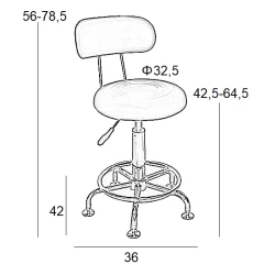 BAR73 ΜΑΥΡΟ PU(Σ2)ΣΚΑΜΠΟ ΜΕ ΑΜΟΡΤΙΣΕΡ 36Χ42Χ78.5εκ.