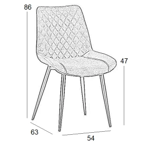 ALESIA GREY ΥΦΑΣΜΑ ΚΑΡΕΚΛΑ ΜΕΤΑΛΛΙΚΗ 54X63X86εκ.