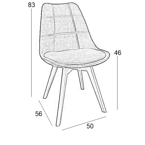 Καρέκλα Τραπεζαρίας Ξύλινη 4τμχ Bianca Black Ύφασμα 50x56x46-83εκ.