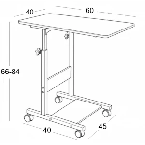 HELPER BLACK 60Χ40Χ66/84εκ. ΤΡΑΠΕΖΑΚΙ ΜΕΤΑΛΛΙΚΟ/MDF