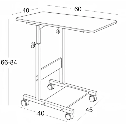 HELPER BLACK 60Χ40Χ66/84εκ. ΤΡΑΠΕΖΑΚΙ ΜΕΤΑΛΛΙΚΟ/MDF