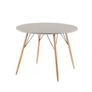 Σετ 5 τμχ. Rock Τραπέζι Ροτόντα Cement Φυσικό 100εκ. + Καρέκλα Eiffel Patchwork Κίτρινο 02-0277/03-0762