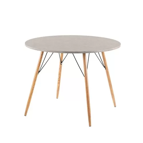 Σετ 5 τμχ. Rock Τραπέζι Ροτόντα Cement Φυσικό 100εκ. + Καρέκλα Eiffel Patchwork Κίτρινο 02-0277/03-0762