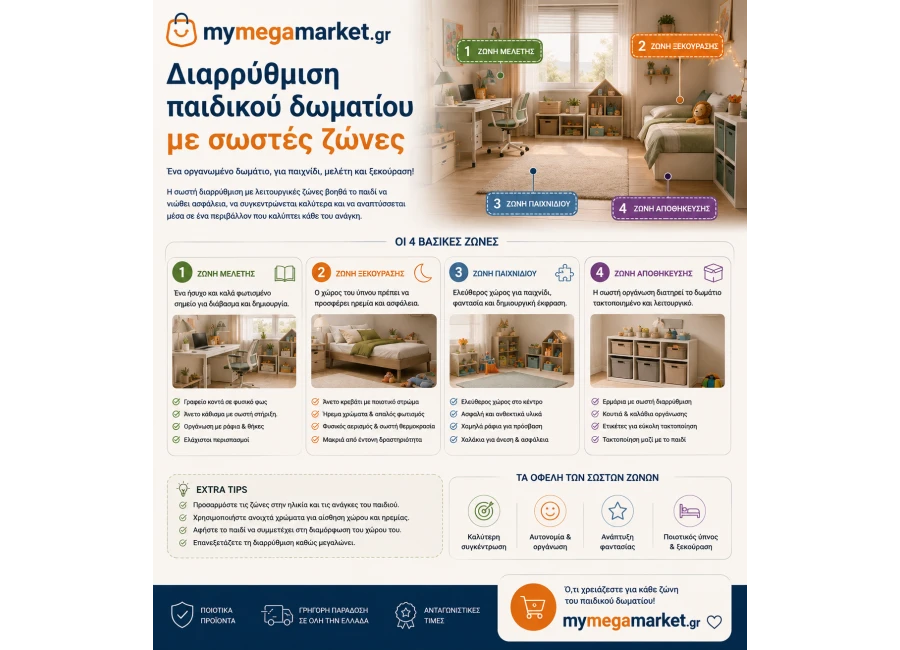 Διαρρύθμιση παιδικού δωματίου με σωστές ζώνες