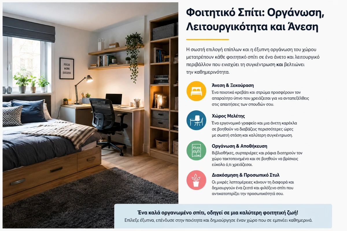 Φοιτητικό Σπίτι: Πλήρης Οδηγός Εξοπλισμού, Οργάνωσης & Διακόσμησης