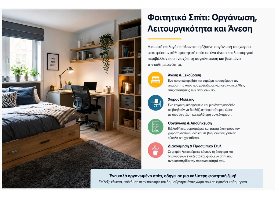 Φοιτητικό Σπίτι: Πλήρης Οδηγός Εξοπλισμού, Οργάνωσης & Διακόσμησης