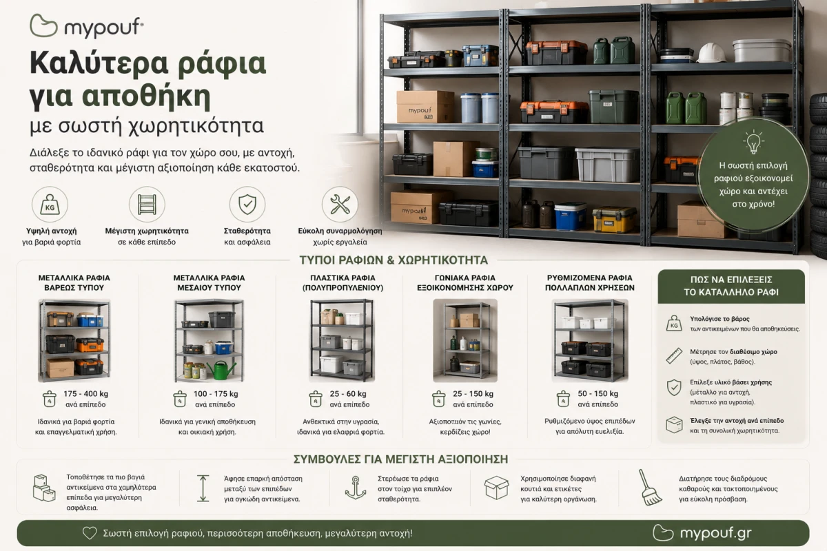 Καλύτερα ράφια για αποθήκη με σωστή χωρητικότητα