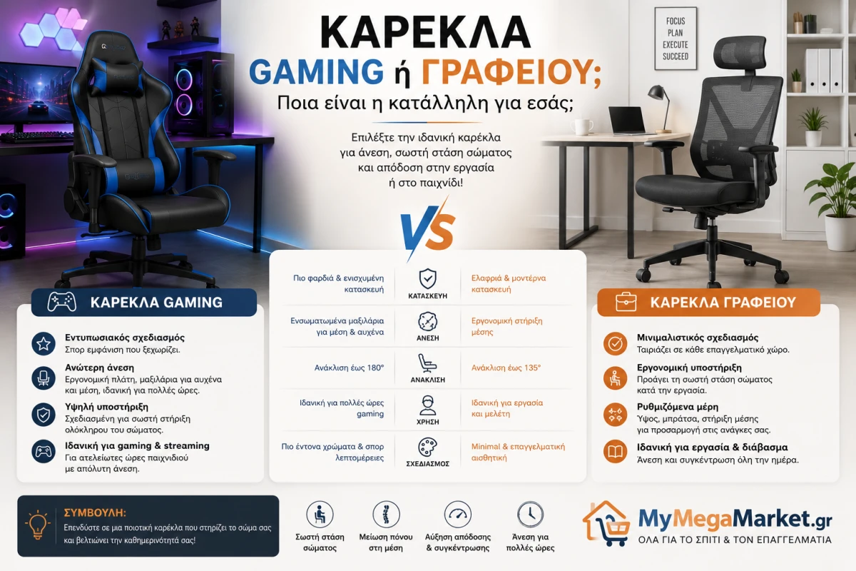 Καρέκλα gaming ή γραφείου; Ποια αξίζει για εσάς