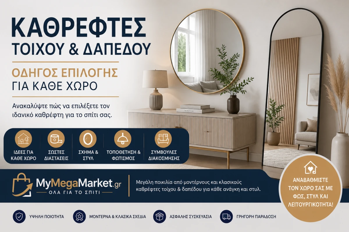 Καθρέφτες Τοίχου & Δαπέδου | Οδηγός Επιλογής για Κάθε Χώρο