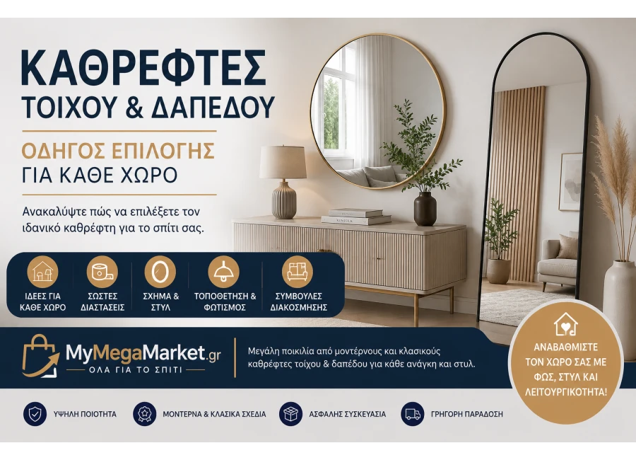Καθρέφτες Τοίχου & Δαπέδου | Οδηγός Επιλογής για Κάθε Χώρο