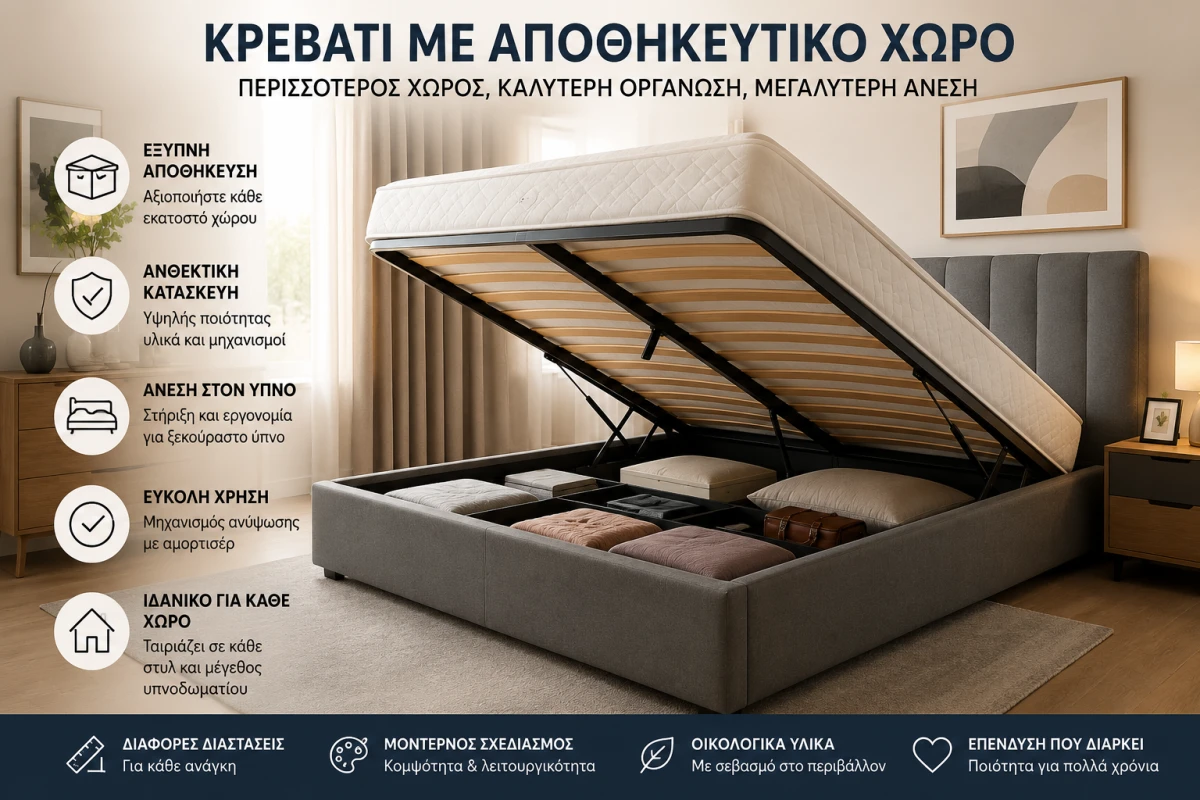 Κρεβάτι με Αποθηκευτικό Χώρο: Πλήρης Οδηγός Αγοράς & Συμβουλές