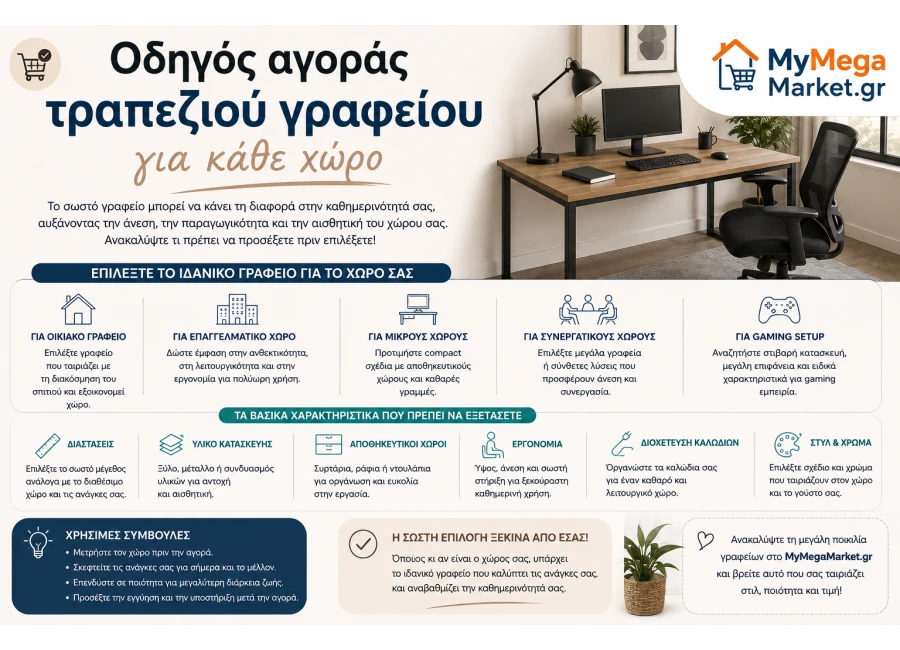 Οδηγός αγοράς τραπεζιού γραφείου για κάθε χώρο