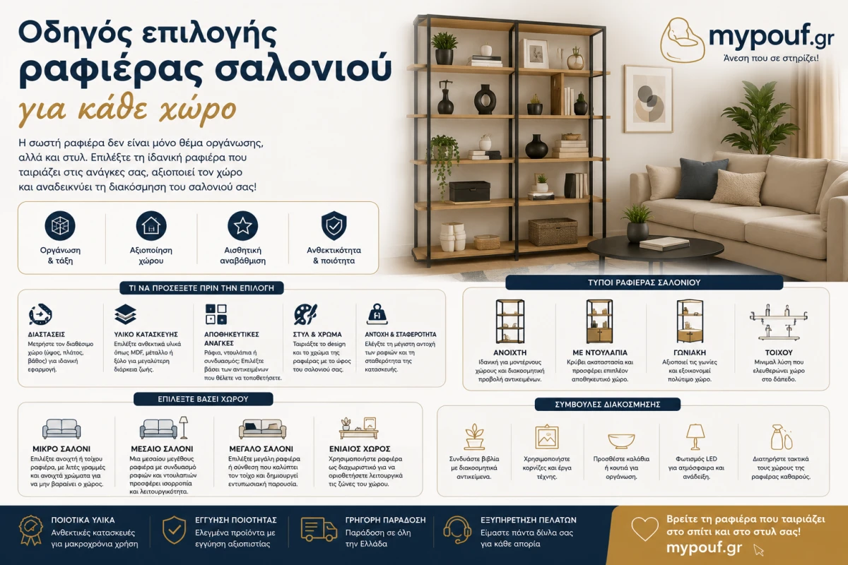 Οδηγός επιλογής ραφιέρας σαλονιού για κάθε χώρο