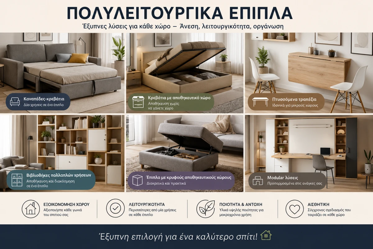 Πολυλειτουργικά Έπιπλα: Ο Απόλυτος Οδηγός για Έξυπνη Αξιοποίηση Χώρου