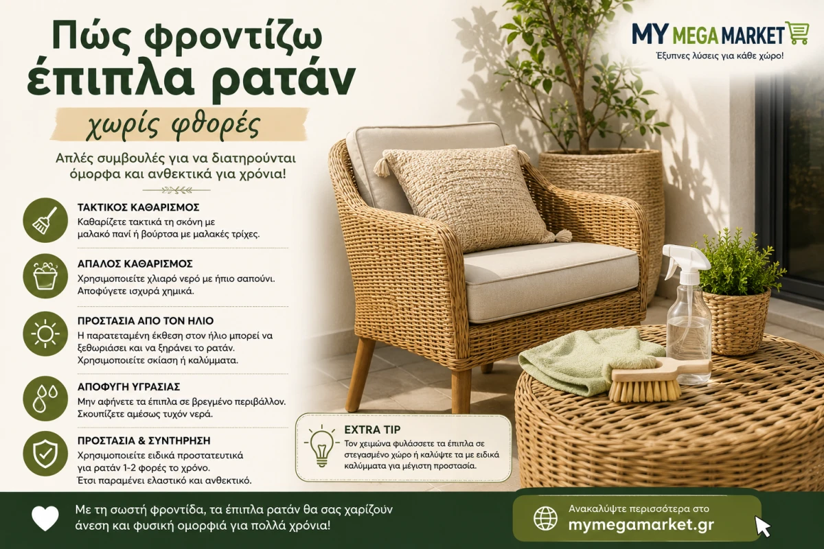 Πώς φροντίζω έπιπλα ρατάν χωρίς φθορές