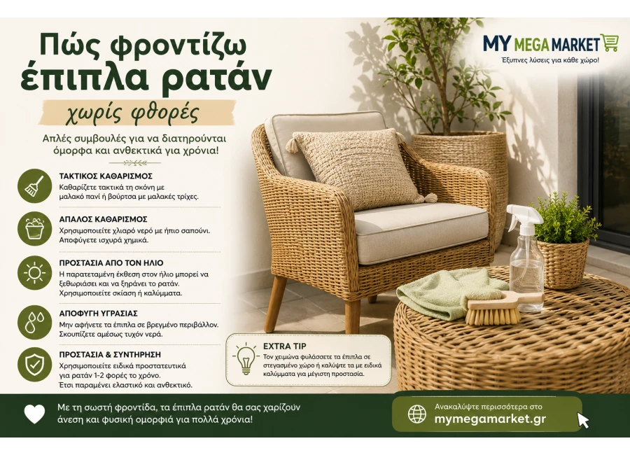 Πώς φροντίζω έπιπλα ρατάν χωρίς φθορές