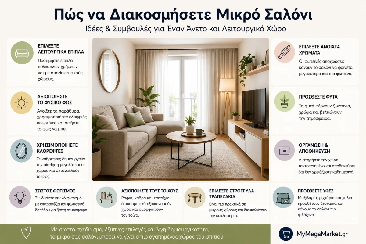 Πώς να Διακοσμήσετε Μικρό Σαλόνι | Ιδέες Διακόσμησης & Συμβουλές