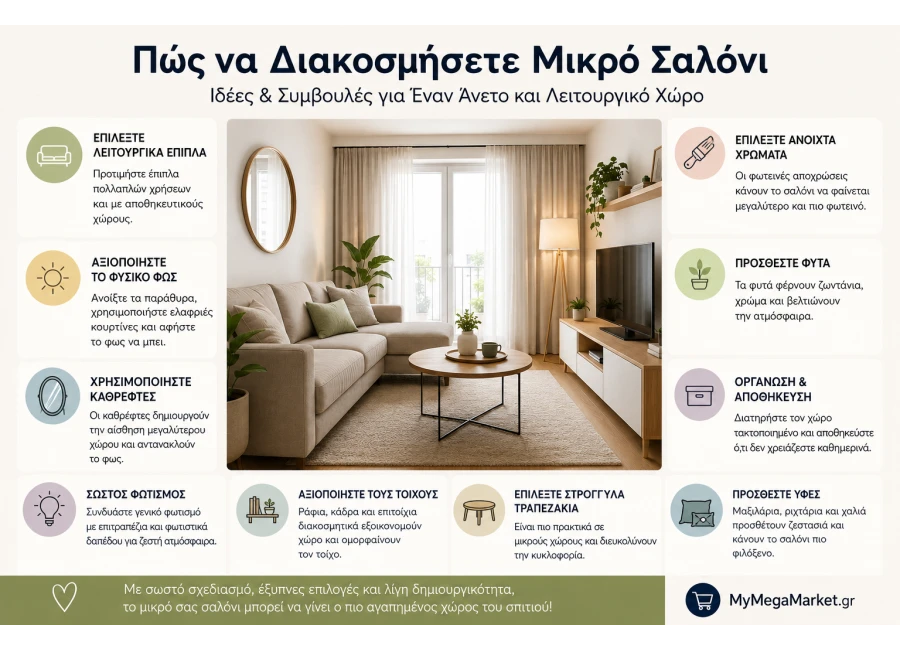 Πώς να Διακοσμήσετε Μικρό Σαλόνι | Ιδέες Διακόσμησης & Συμβουλές