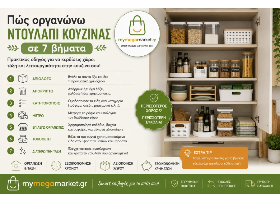 Πώς οργανώνω ντουλάπι κουζίνας σε 7 βήματα