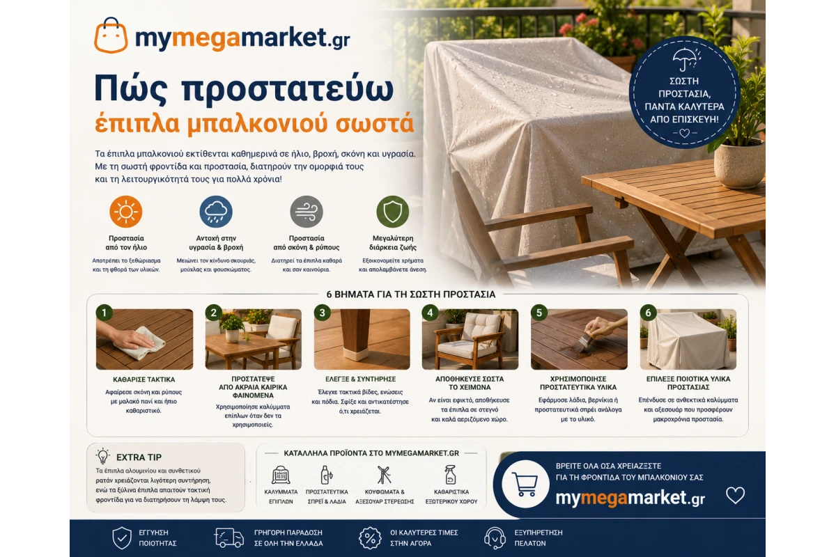 Πώς προστατεύω έπιπλα μπαλκονιού σωστά