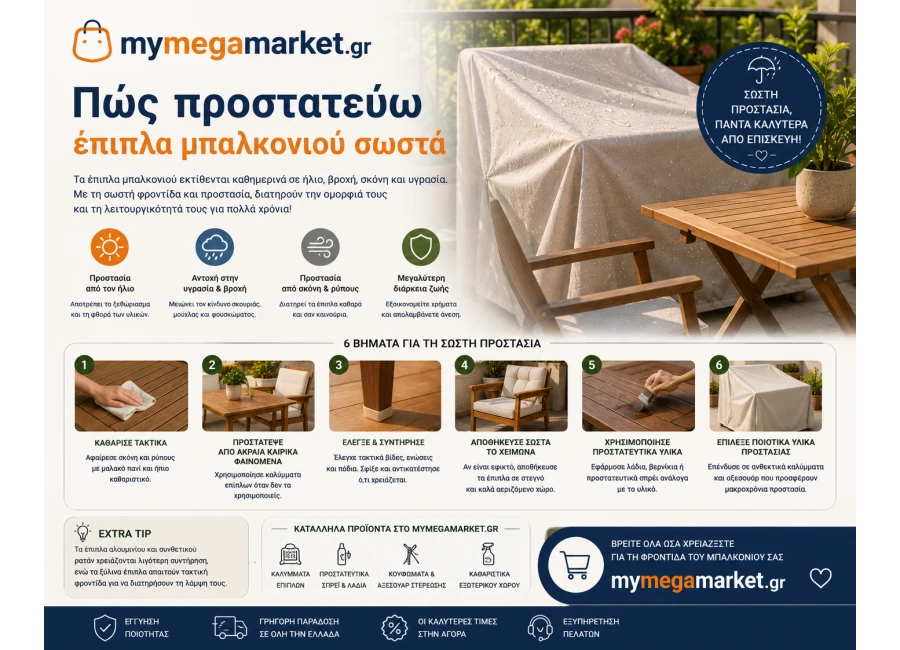 Πώς προστατεύω έπιπλα μπαλκονιού σωστά