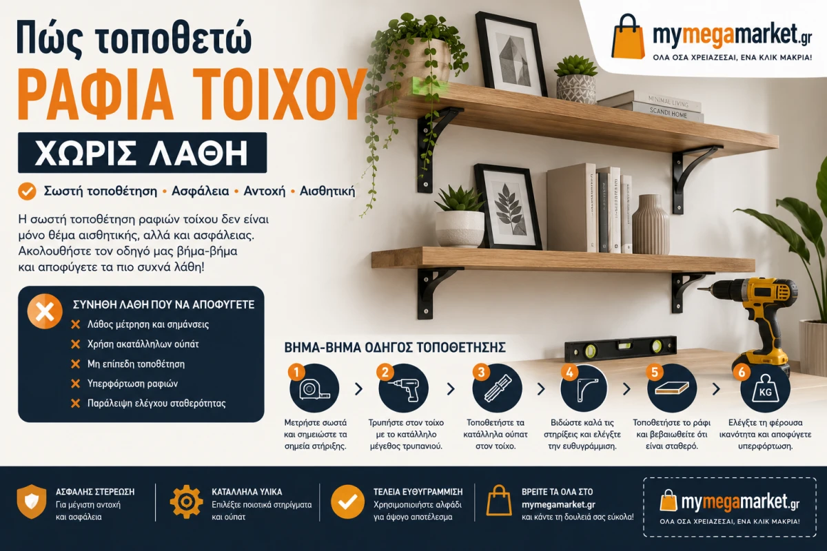 Πώς τοποθετώ ράφια τοίχου χωρίς λάθη