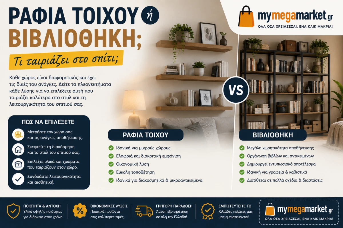 Ράφια τοίχου ή βιβλιοθήκη; Τι ταιριάζει στο σπίτι