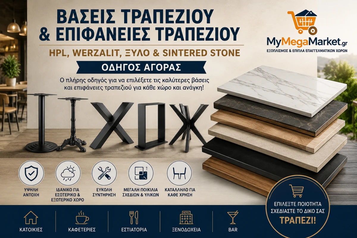 Βάσεις Τραπεζιού & Επιφάνειες Τραπεζιού | HPL, Werzalit, Ξύλο & Sintered Stone | Οδηγός Αγοράς