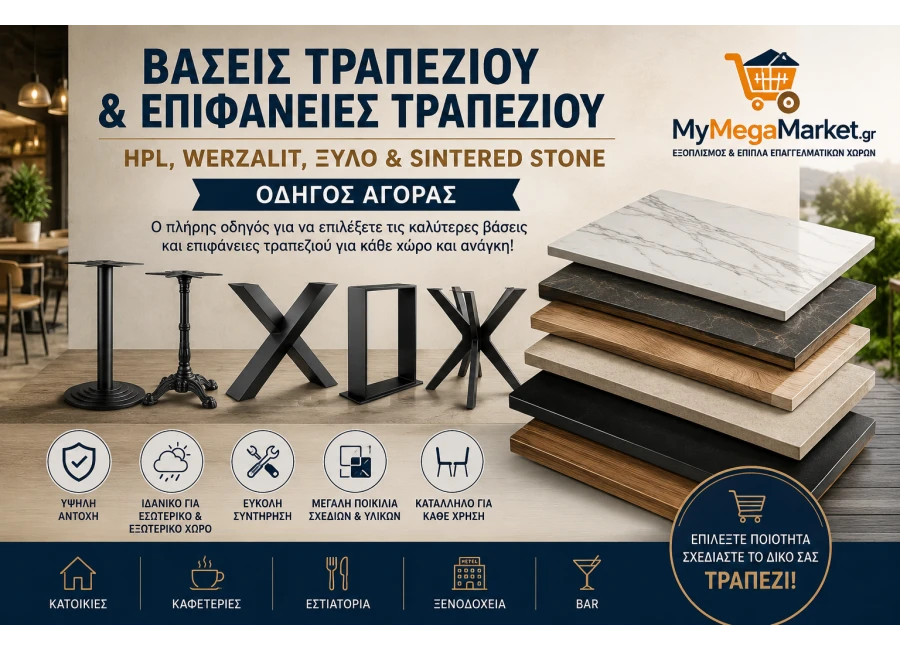 Βάσεις Τραπεζιού & Επιφάνειες Τραπεζιού | HPL, Werzalit, Ξύλο & Sintered Stone | Οδηγός Αγοράς